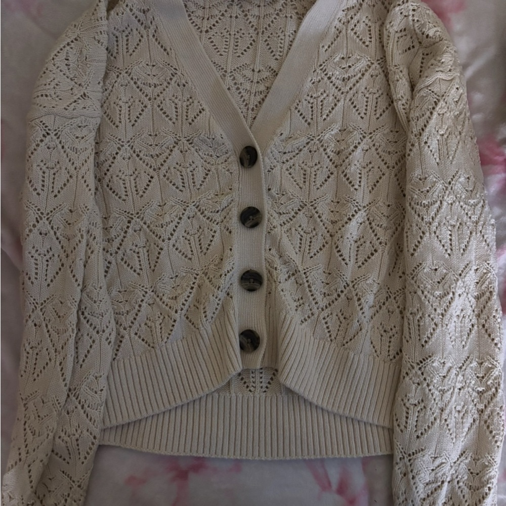 The Children's Place Cream Knit Cardigan